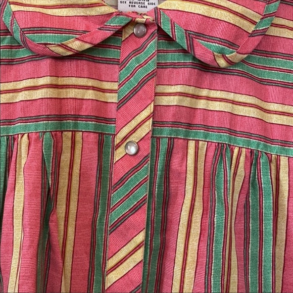 VTG Candy Stripe House Coat Dressing Gown Robe - Picture 4 of 8